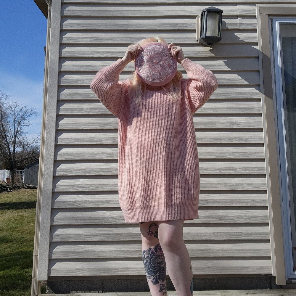 Pink Turtleneck Sweater Dress